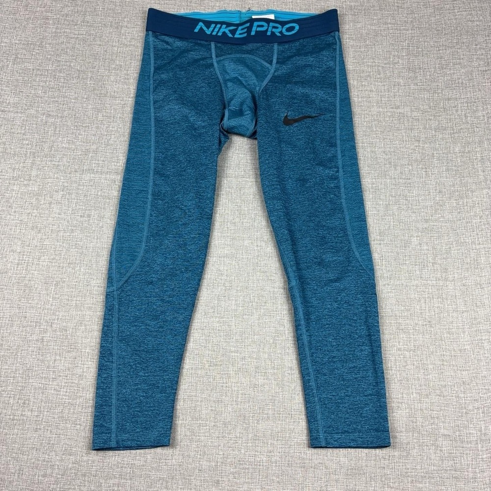 Nike Pro 3/4 Compression Tights Mens Medium Blue Dri-FIT Training BV5643-432